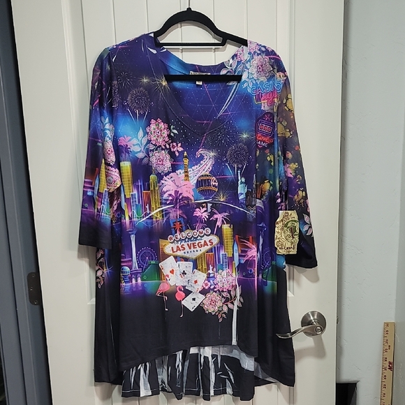 ONE WORLD Tops - One World Las Vegas Graphic Tunic